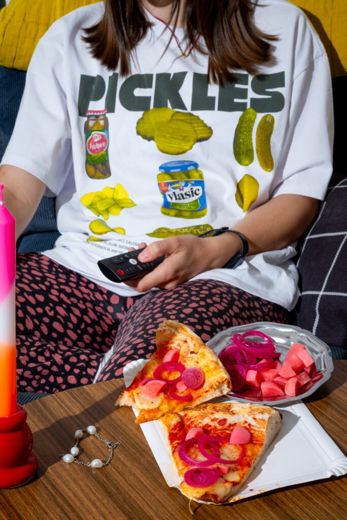 Movie Night with Pizza and Pickles
